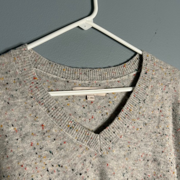LOFT oversized Gray Speckled V-Neck Long Sleeve Sweater Women's Size S - Picture 3 of 10